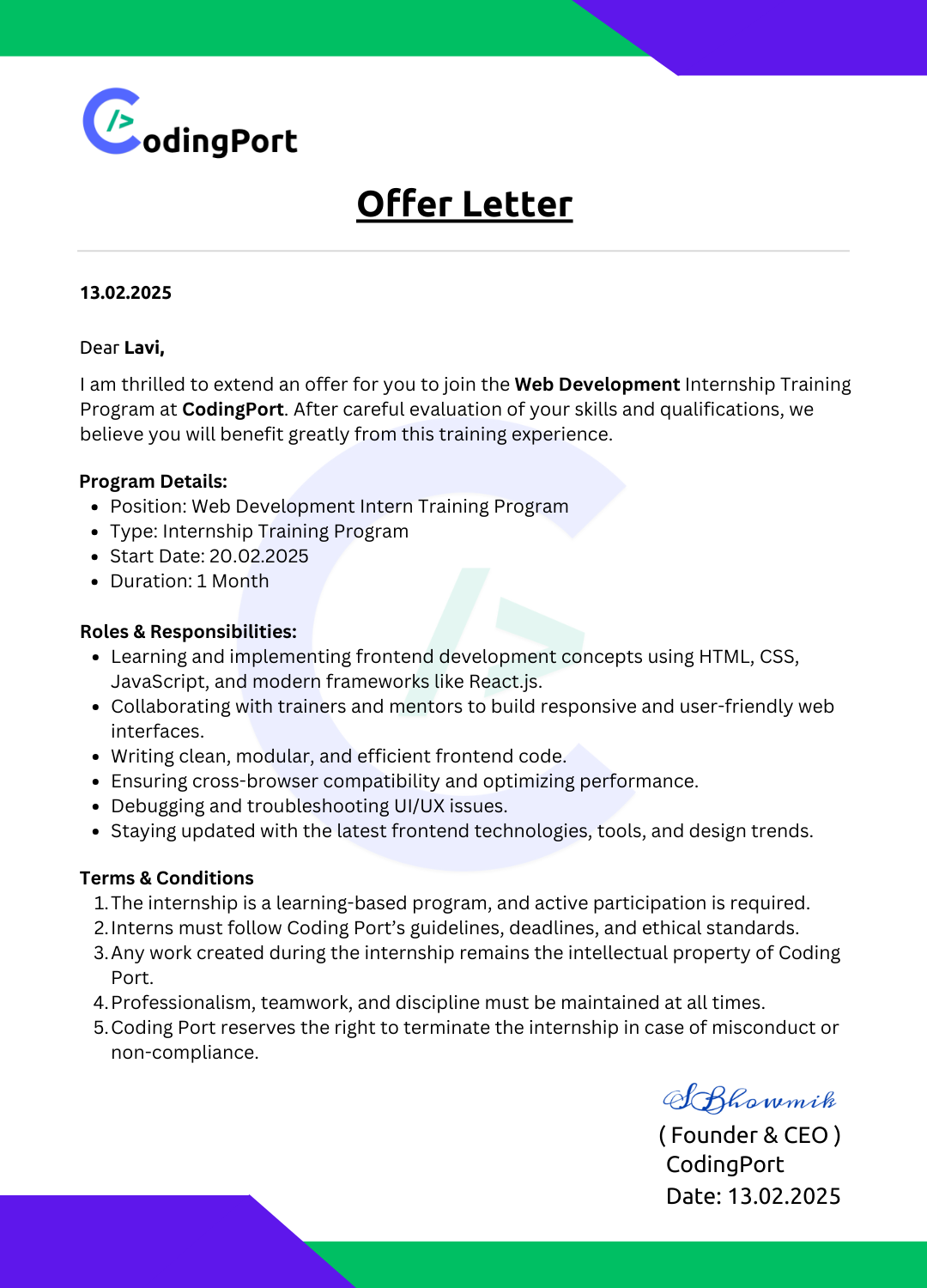 Offer Letter